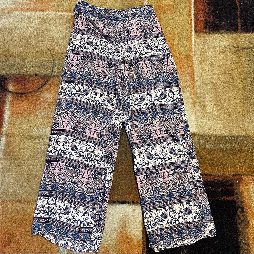 Patterned Wide Leg Pants